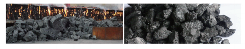 Calcined coal recarburizer